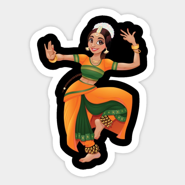 Dancing Indian Girl Colorful Creative Design Sticker by Stylomart